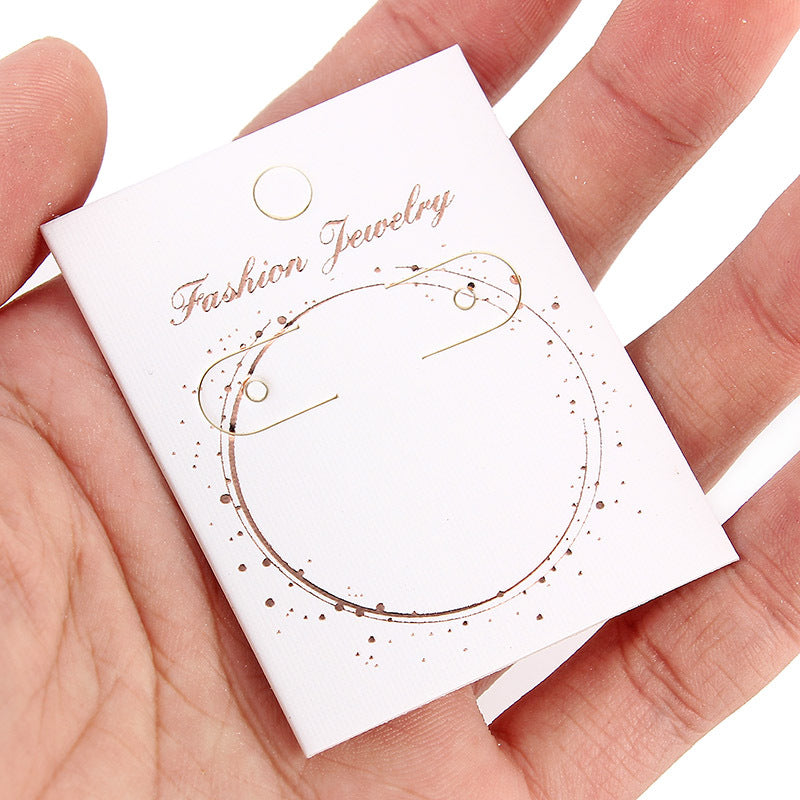 Tarjetas de presentación para pendientes, blancas y doradas, por paquete - 59 x 45 mm - Fabricadas en China - NEW1024
