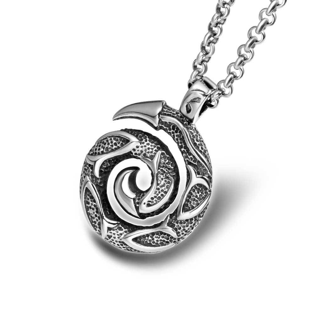 Colgante de garra rizada de acero de titanio estilo punk ennegrecido (28,7 mm x 39,5 mm)