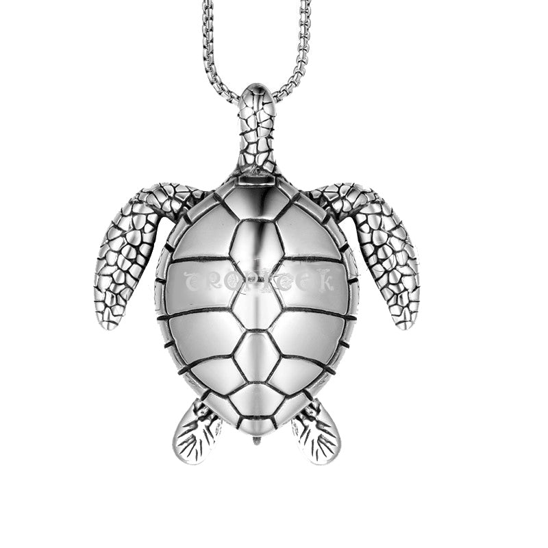 Colgante de tortuga de acero inoxidable - Color plata - 54 x 47 mm 33 gramos - NUEVO522