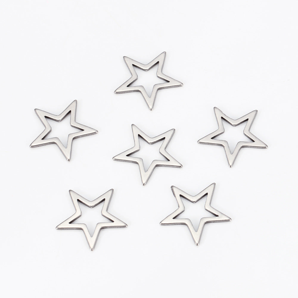 Paquete de 100 colgantes de estrella de acero inoxidable - Plateados - 22 mm - Aprox. 100 piezas por bolsa - NUEVO1024
