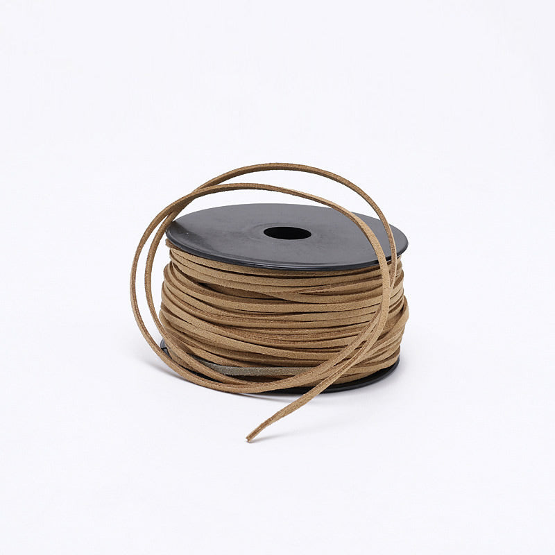 Cordón de terciopelo - Beige - 3 x 1,5 mm - 46 metros - Cordón plano de ante sintético - NUEVO 222