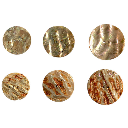 45mm Round Red Abalone Shell Buttons 2 x 2mm Holes - 3mm Thick - China - NEW526