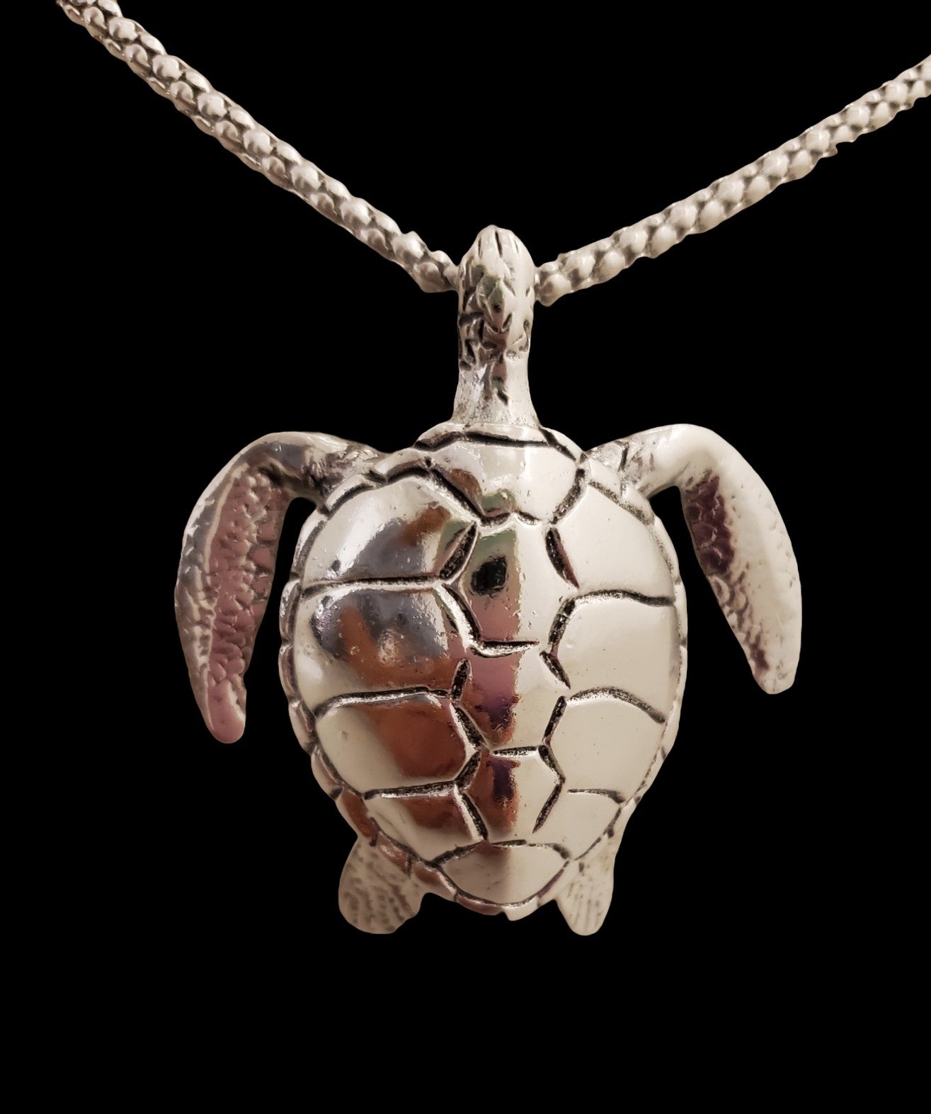 Colgante de tortuga de acero inoxidable con cadena - Color plata - 52 x 46 mm - Nuevo 1022