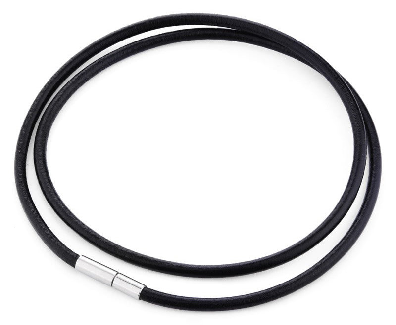Collar de cordón de cuero de vaca - 45,7 cm x 3 mm - Cierre de bayoneta de acero inoxidable - NUEVO222