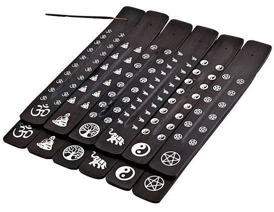 12 Pieces Assorted Wooden Incense Boat Burner Set in Black Set  - India - NEW624