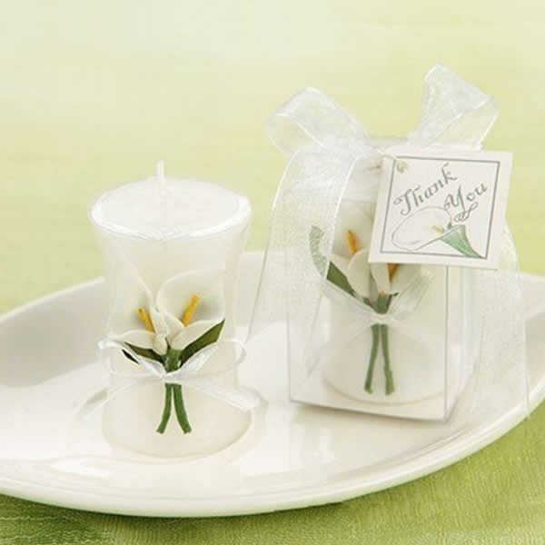 Lily Paraffin Candle with Satin Ribbon - 4x4x6 cm - NEW1220