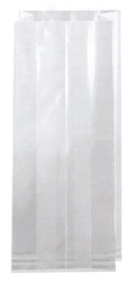 PK/100 - 8,25 x 2,25 x 2 pulgadas - Calidad pesada - BOLSAS CON FUELLE TRANSPARENTE
