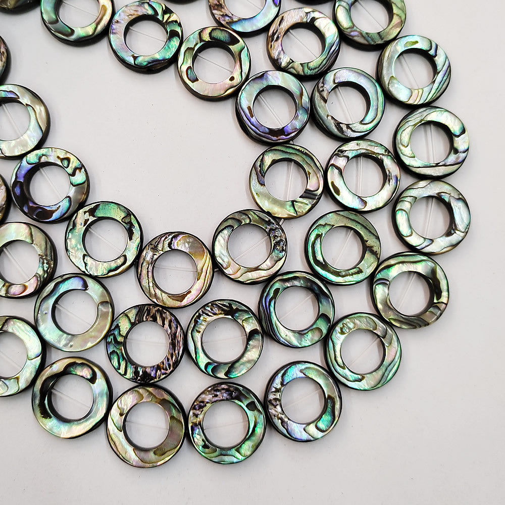 Pack of 10 Abalone Shell Beads - Donuts - 18mm - NEW424