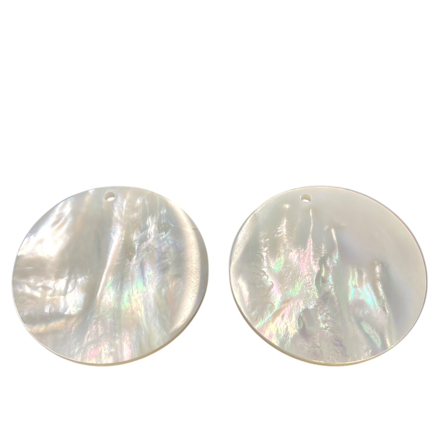 15mm Round MOP Natural White Shell with one 2mm Hole -  - China