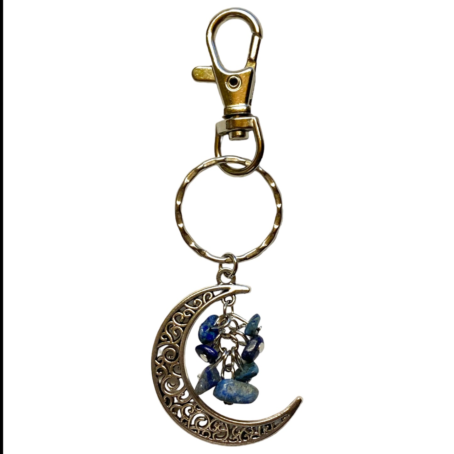 Lapis Lazuli  - Moon Design Key Ring - 4 x 1.25 inch - NEW323