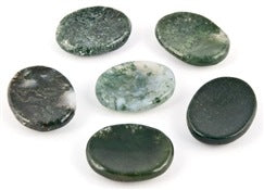 Moss Agate Worry Stones - 35-38mm Long - Pack of 6 - India