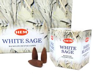 HEM BACKFLOW Cones -  WHITE SAGE (12 pack/box) - (40 cones each pack) total 480 Cones - NEW1022