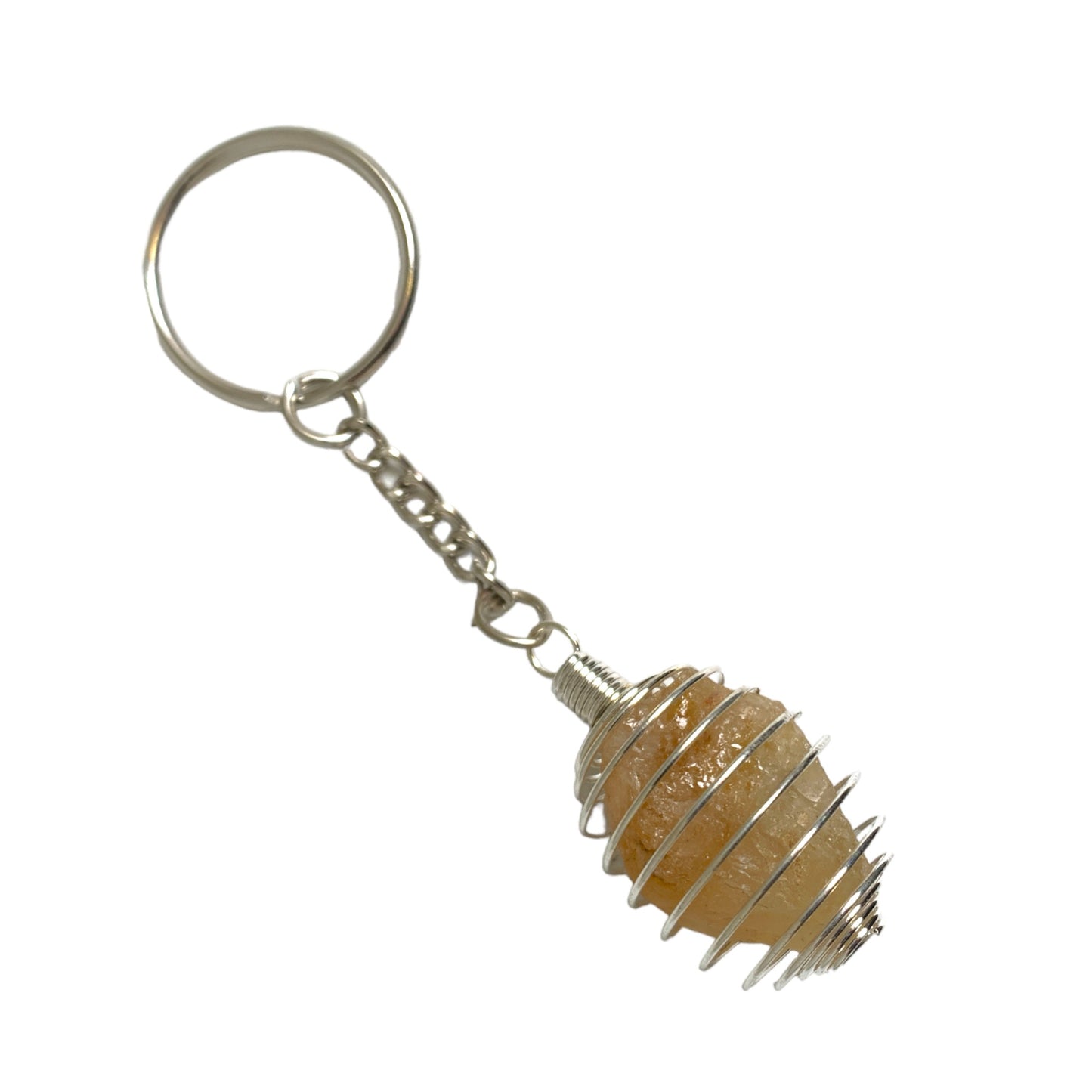 Citrine Keyring - 40mm - Raw Citrine in Cage - NEW323 - India