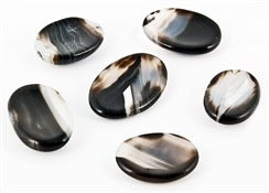 Black Onyx Worry Stones - 35-38mm Long - Pack of 6 - India