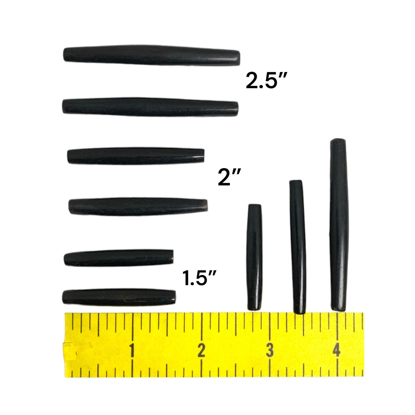 PK/50 - 1.5 inch Black Buffalo Horn Hairpipe Beads - India - NEW523