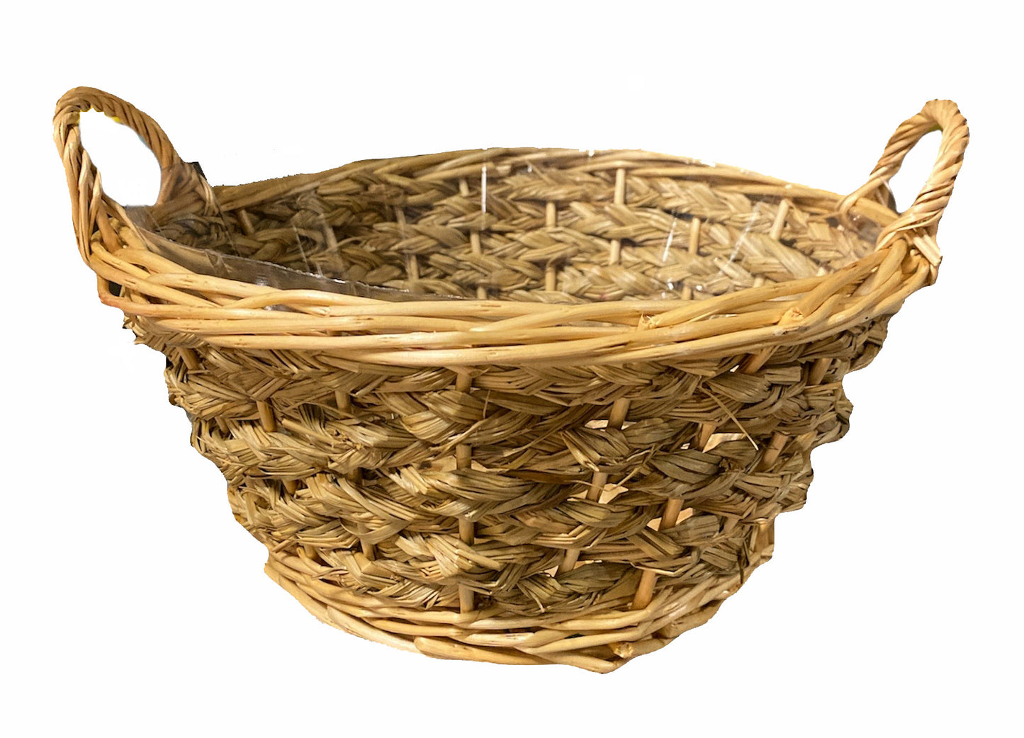 Round Willow and Seagrass Tray with Hard Liner - 13 inch Dia.