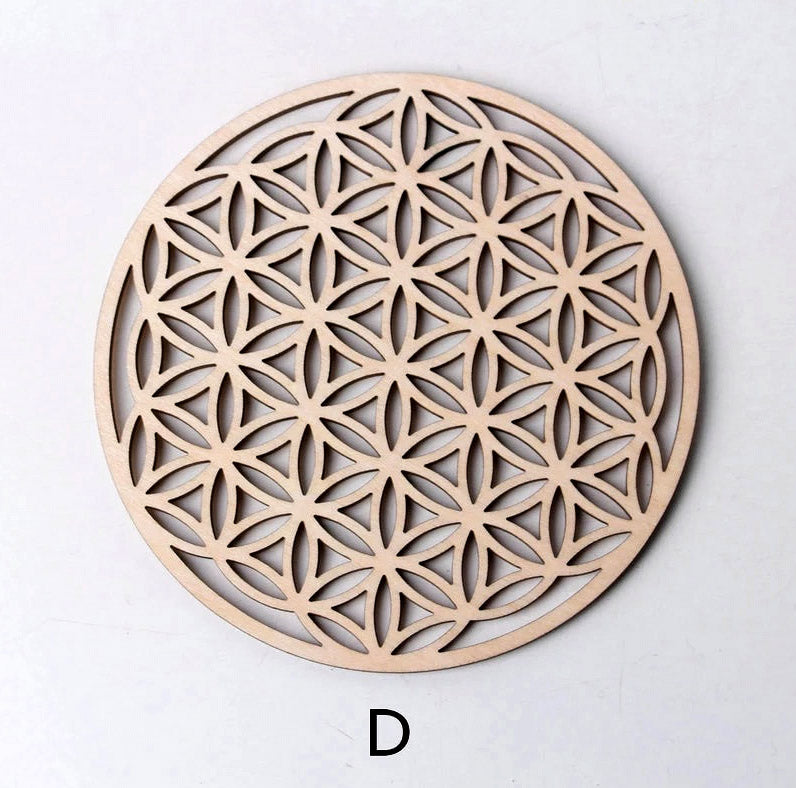 Flower of Life - Wood Hot Pad - Charging Plate - Natural - 5.5 inch - Made in China - NEW1022