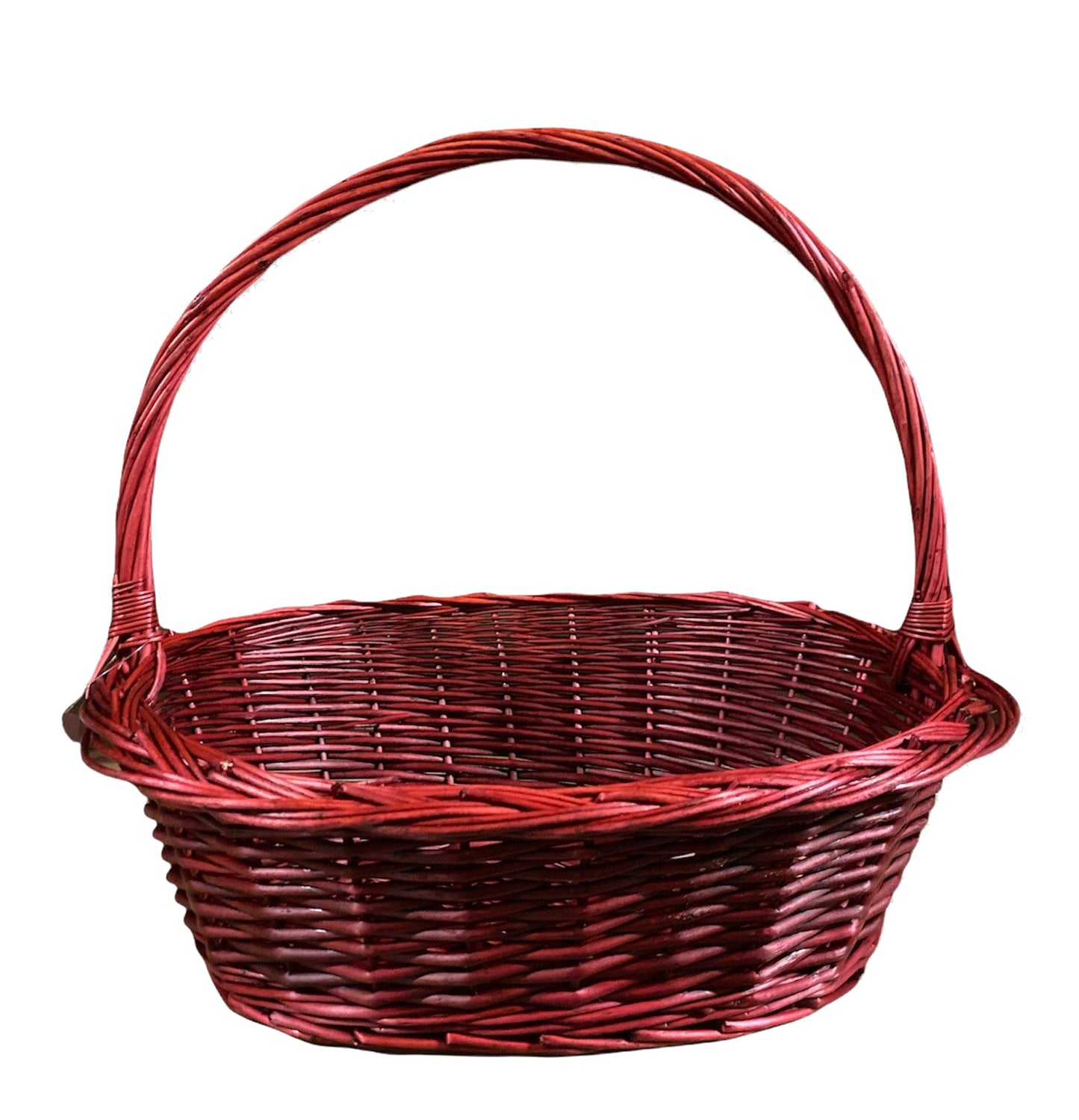 Sloped Oval Willow Baskets - Wine Ruby - Large - 18 x 14 inch 15 High Handle - fits 26 x 40 Bag - New fall 2021