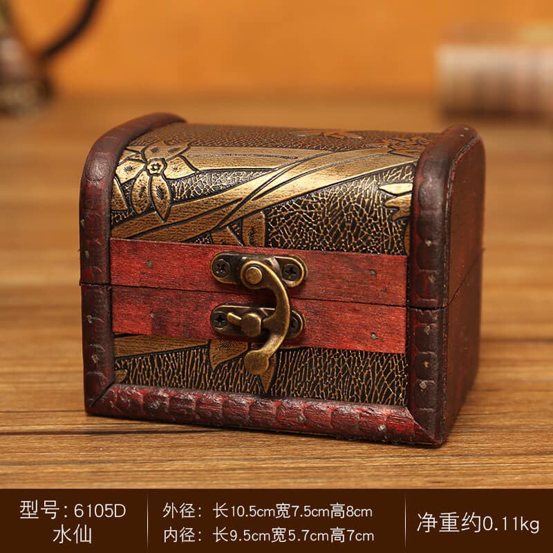 Wooden Box with Metal Latch - 4.13 x 2.93 x 3.14 inch or 10.5 x 7.5 x 8cm - Orchid - China - NEW123