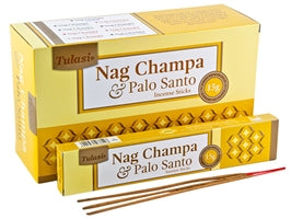 Tulasi Incense - Nag Champa & Palo Santo Natural Incense - 15 Sticks Pack - 12 Packs Per Box - NEW1120