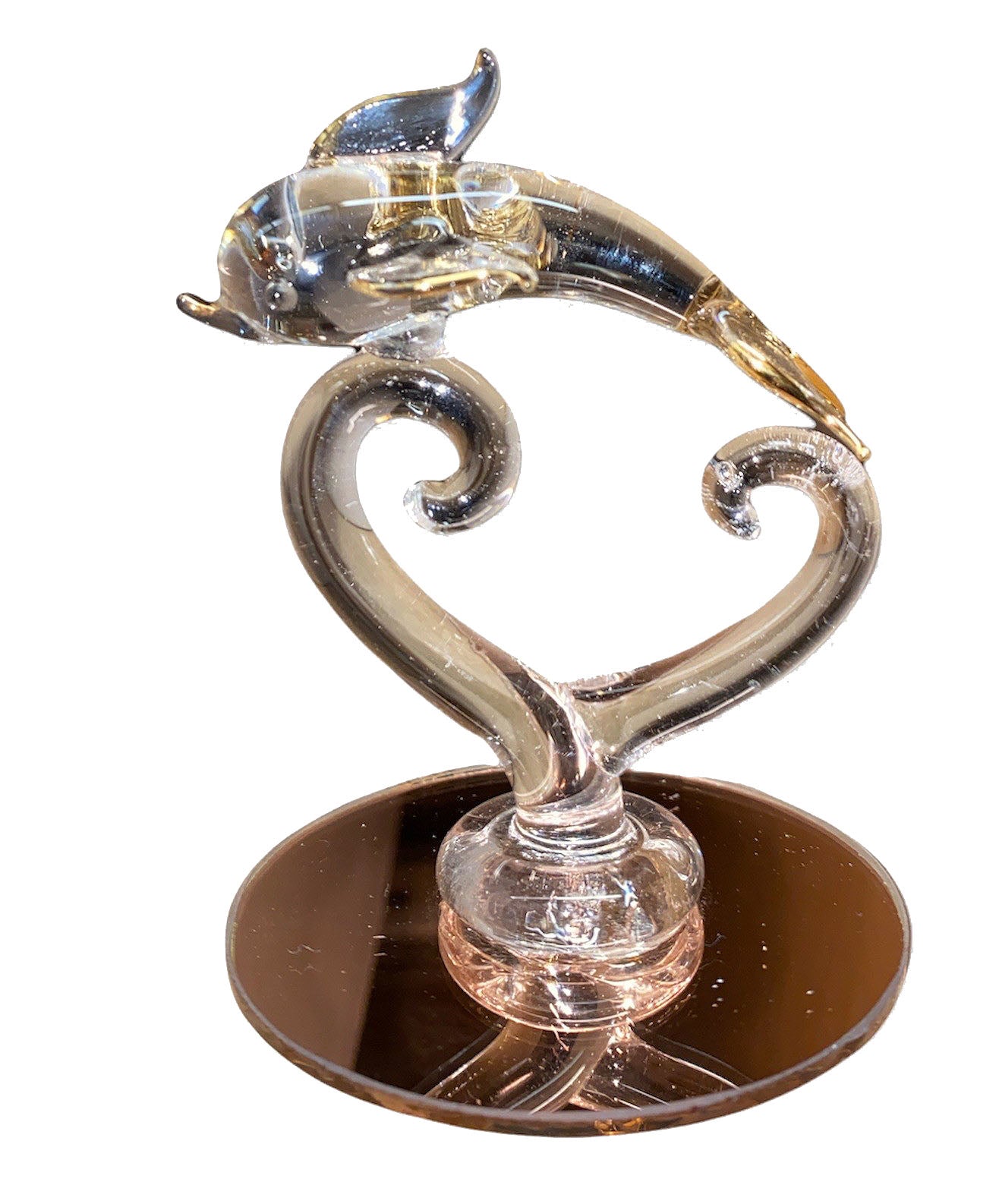 FIGURA DE CRISTAL - DELFÍN B con corazón - 3 pulgadas