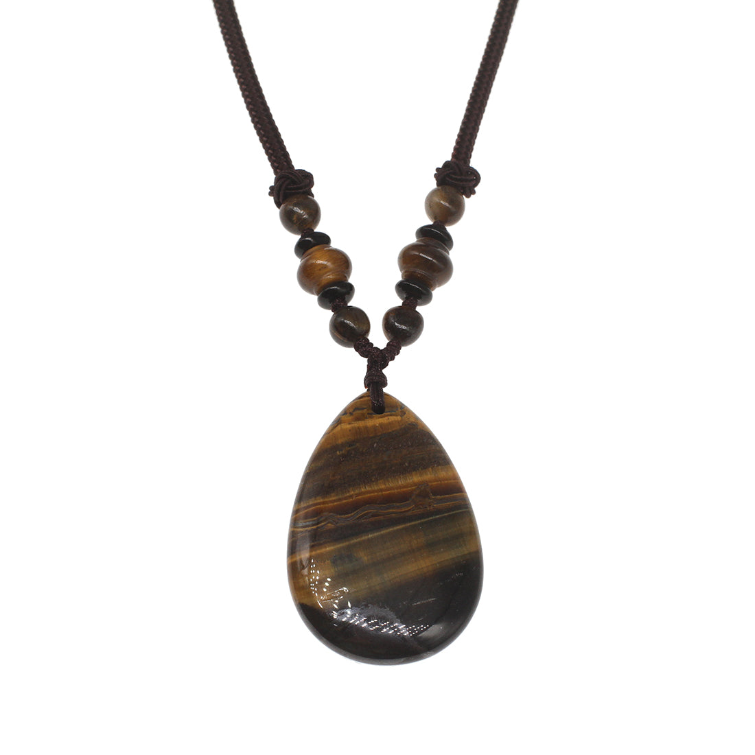 Tigers Eye Gemstone Pendant with Necklace - 42x27mm - Length 12 inch - 26g - NEW922