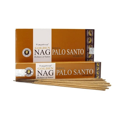 Golden Nag Palo Santo Incense - Box of 12 Packs 15g - NEW421