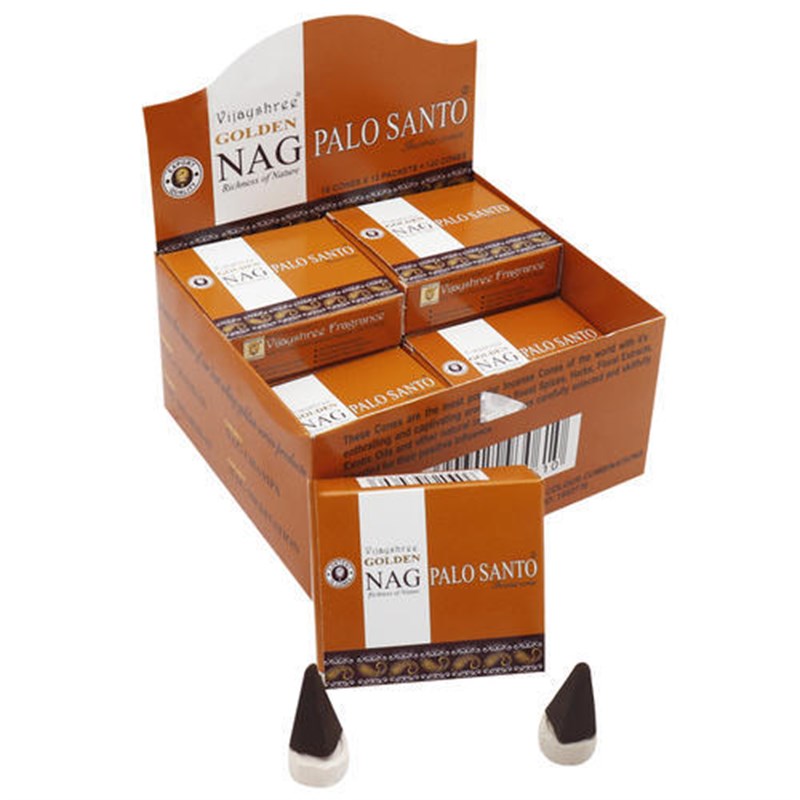 GOLDEN Palo Santo Incense Cones - 10 cones per pack 12 packs per box - NEW1222