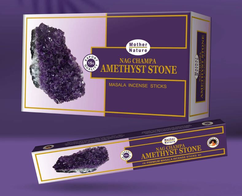Mother Nature AMETHYST Incense Sticks - Box contains 12 x 15 gram boxes - NEW222