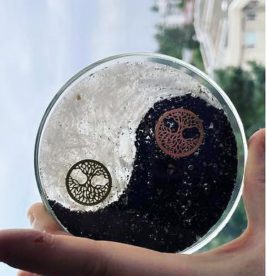 Colgante de orgonita de cristal BT Ying Yang - 40 mm - NUEVO 1020