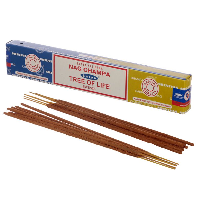 Satya Combo Series - Tree of Life & Nag Champa Incense - Box of 12 Packs Each pack contains 8gms of each scent - 16g NEW421