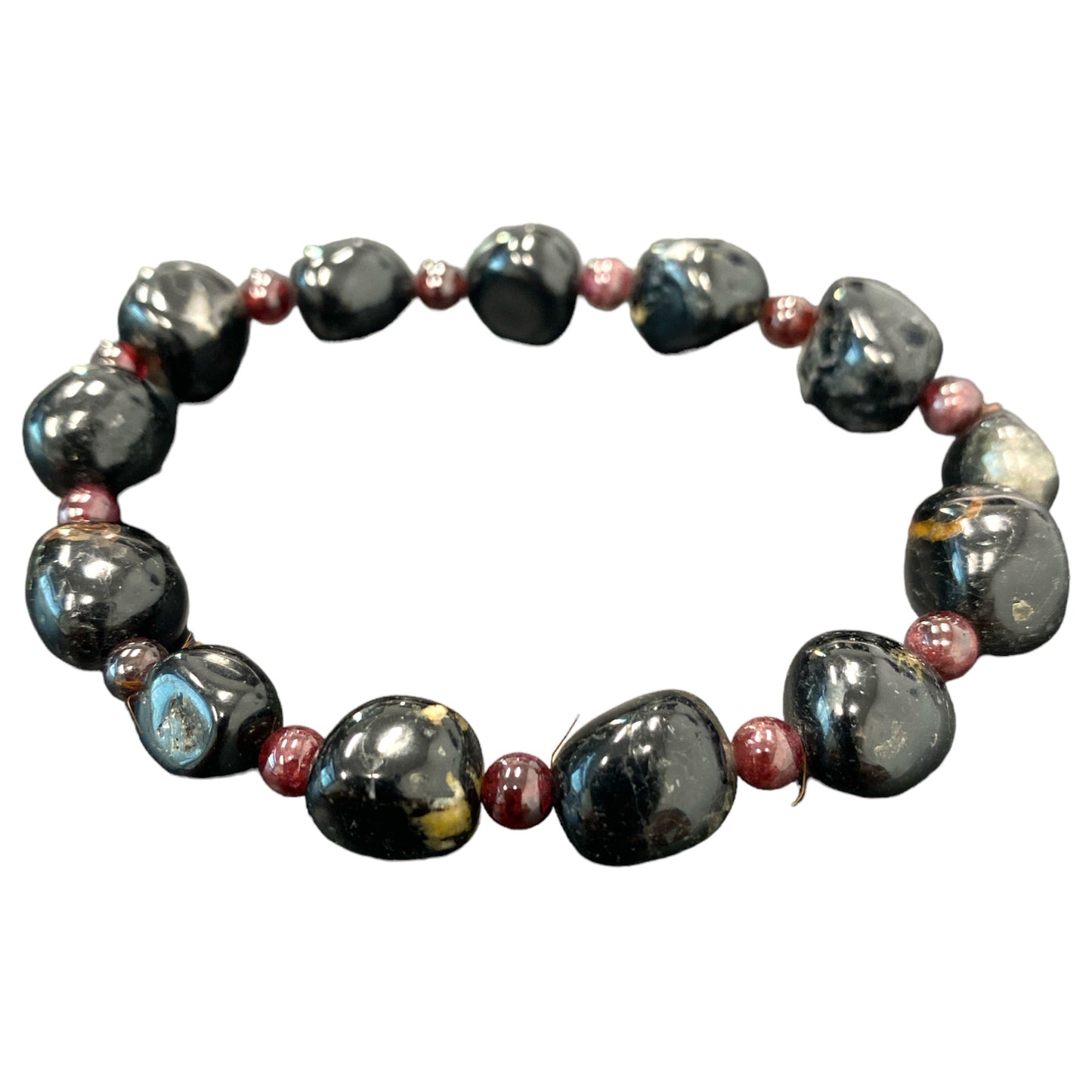 Pulsera de cuentas de turmalina negra de 10-12 mm con forma libre - 18 cm - China - NEW1223