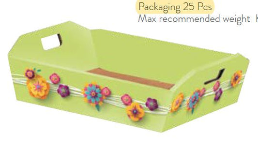 Rectangle Corrugated Market Tray - LIME FLEUR - 13.25 x 11.5 x 3-5/16 inch deep (25) - 1641-19STESA ACTUAL CODE