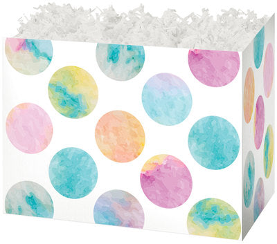 Watercolor Dots Basket Box - Small - 6 3/4 x 4 x 5 inches deep (order in 6's)