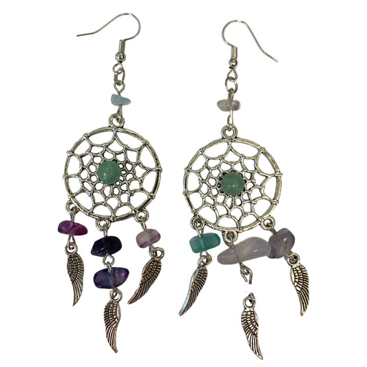 Pendientes atrapasueños con gemas - Surtidos - Metal bañado en plata - 7,6 cm - China - NEW123
