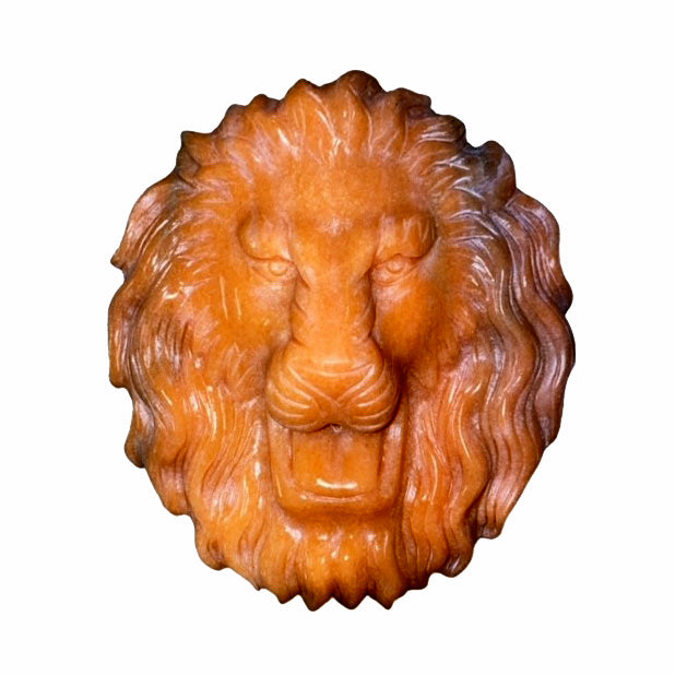 Lions Head - Orange Calcite -  x  - Hand Carved - China - NEW922