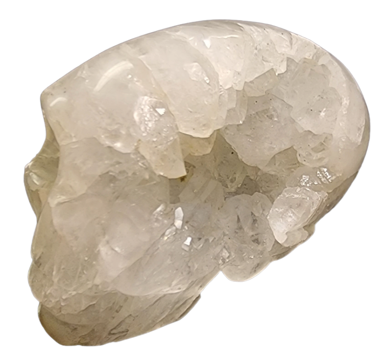 ALIEN SKULL - White Geode Agate with Druzy 
 - MEDIUM 5 inch - Price per gram - China - NEW1122