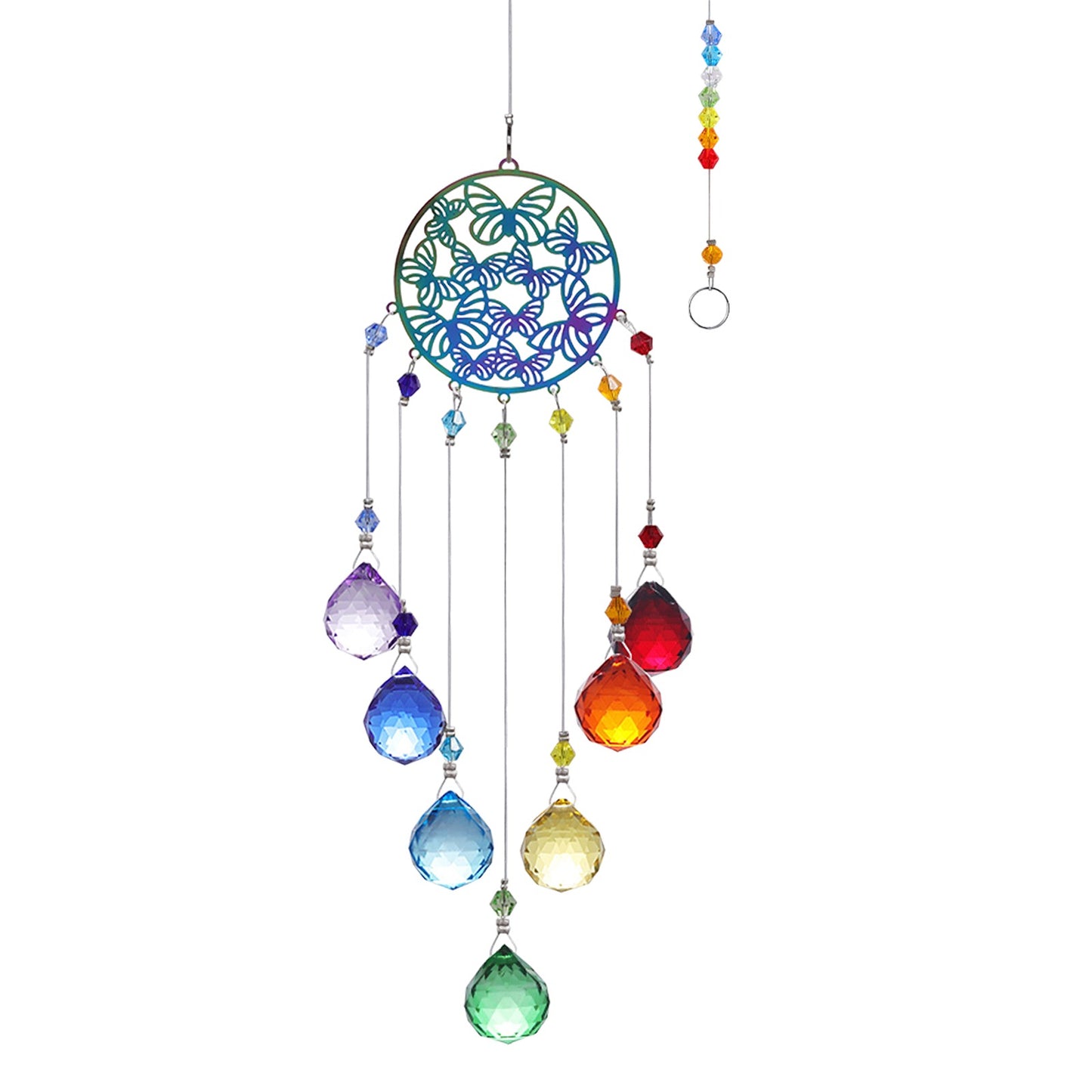 K9 Crystal Hanger Chakra Prism Butterflies - 17 inch - NEW523