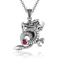 Colgante de dragón con ojo de diamante artificial - Acero titanio - 28,3 x 43 mm - China - NEW1122