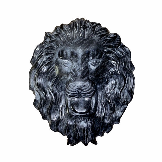 Lions Head - Black Marble - x - Hand Carved - China - NEW922
