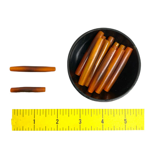 PK/10 - 2 inch Amber Horn Hairpipe Beads - India - NEW523