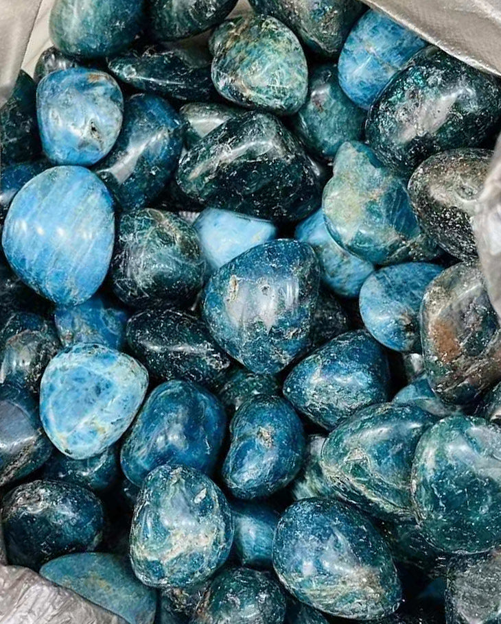 Apatite Blue Rounded Tumbled Stones - 1 LB. - 20 - 35 mm Medium - China - NEW622
