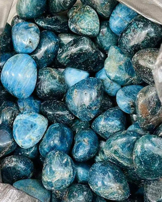 Apatite Blue Rounded Tumbled Stones - 1 LB. - 20 - 35 mm Medium - China - NEW622