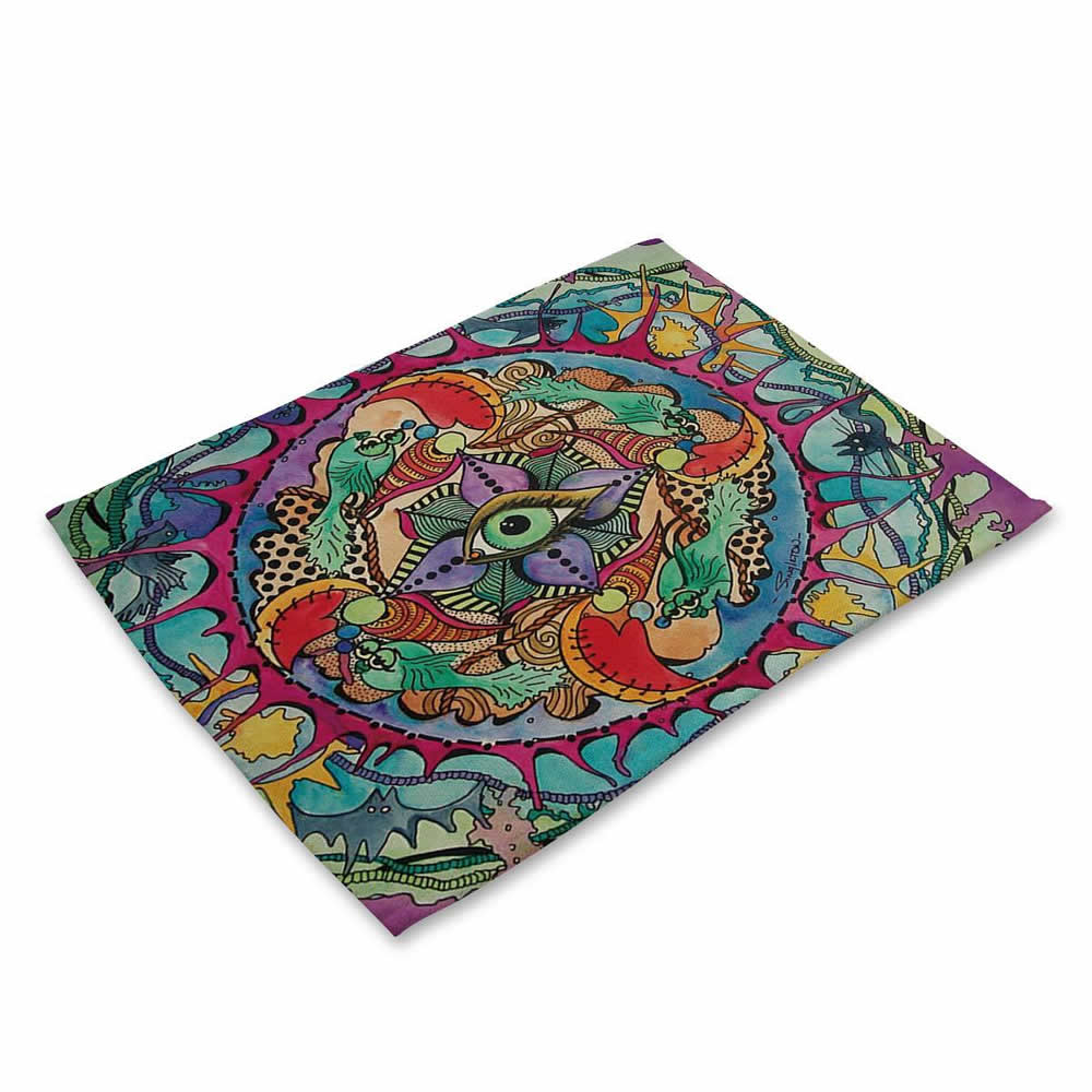 Cotton Place Mat - Evil Eye Full Color - Rectangle - Size 42x32cm - NEW521