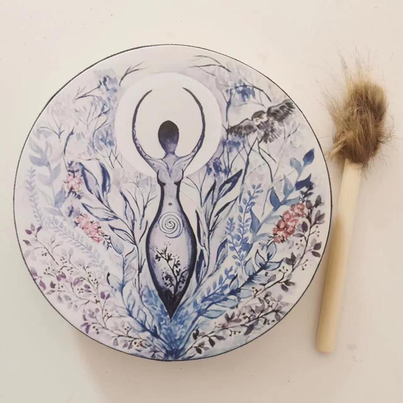 Mother Earth Drum Decor with Drum Stick - 25 x 5 cm - Made in China - NEW822