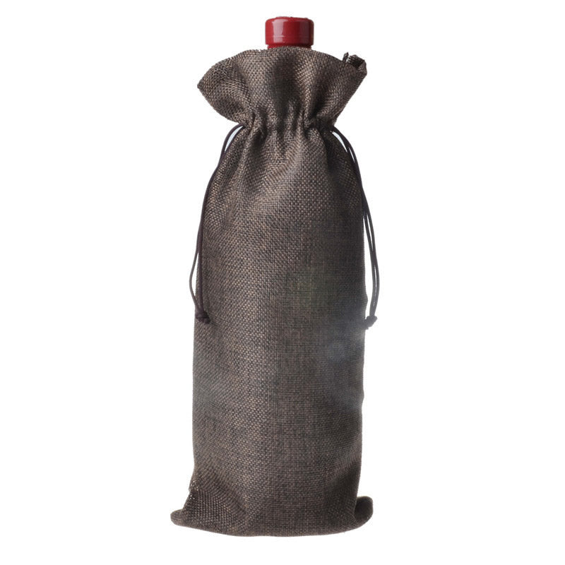 PK/10 Wine Bags - Deep Coffee - Linen #5 - 6 x 13.75 inch - with Draw String - NEW920