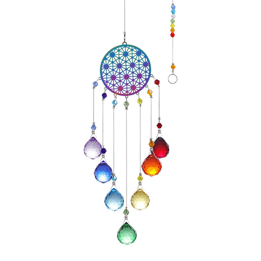 K9 Crystal Hanger Chakra Prisms Geometric - 17 inch - NEW523 -