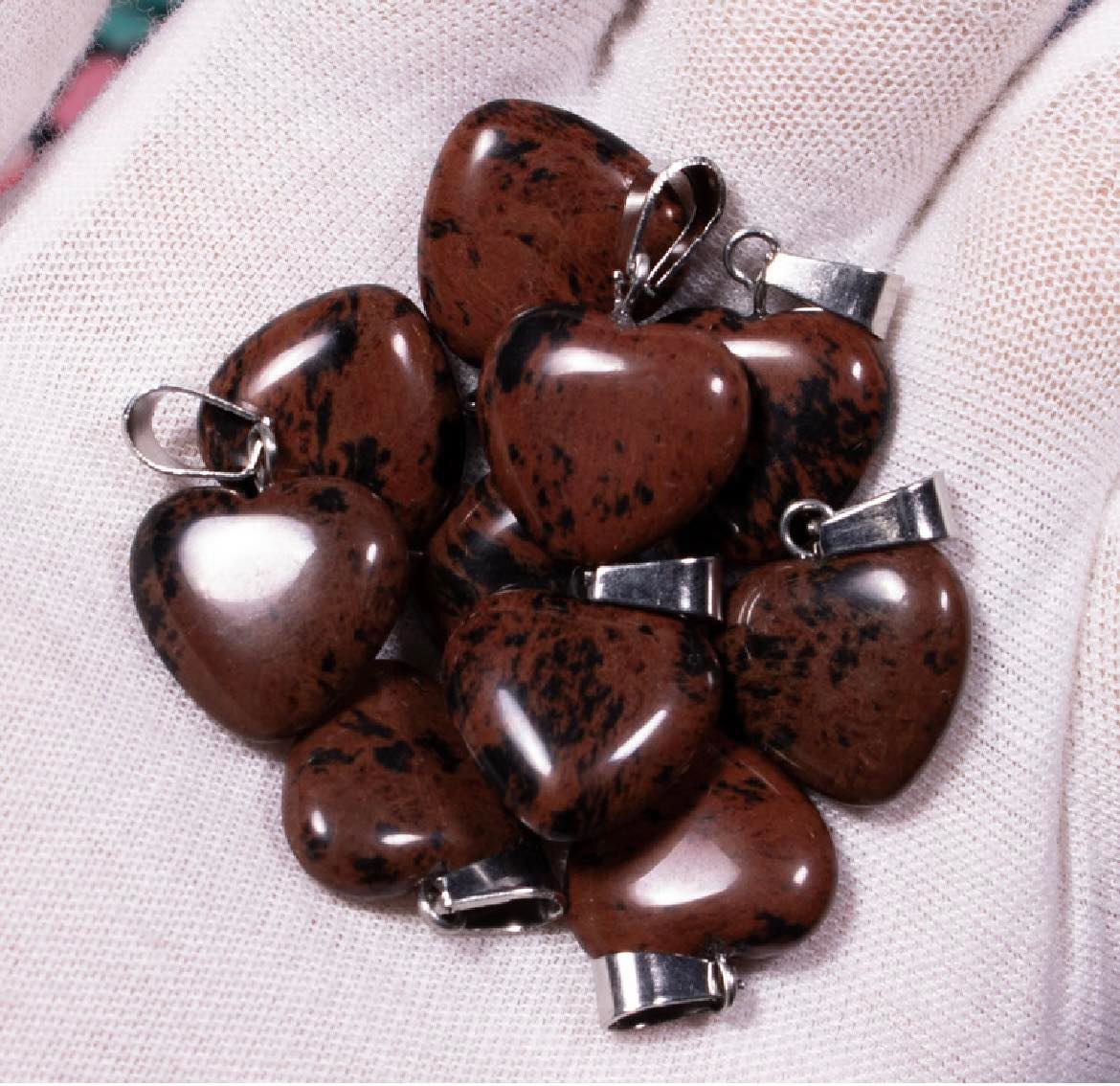 Mahogany Obsidian Heart Pendant - 15mm - 2g - China - NEW123