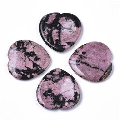 RHODONITE Heart Worry Stones - 40mm - China - NEW722