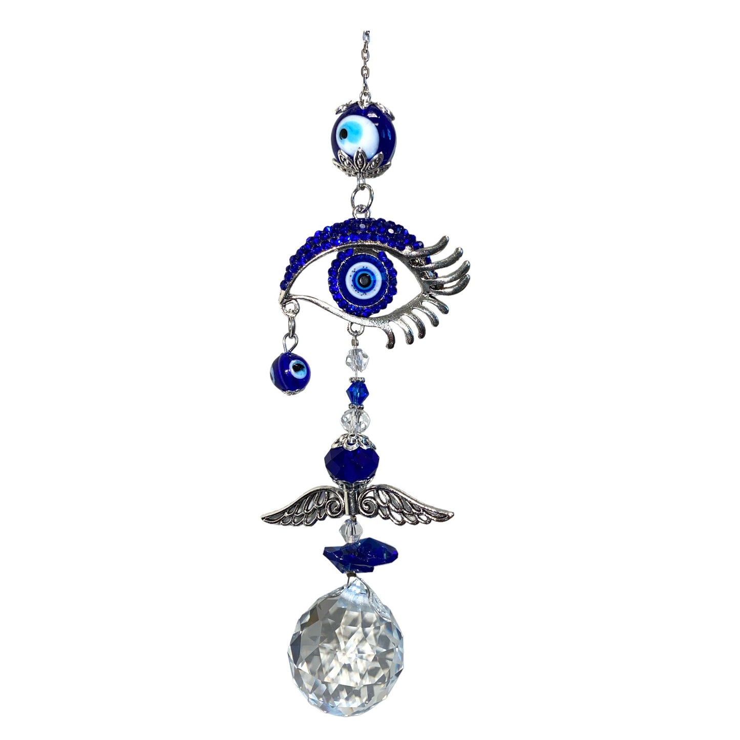 Evil Eye Hanger with K9 Crystal Ball and Blown Glass Eyes - Long - 13 inch  - China - NEW123